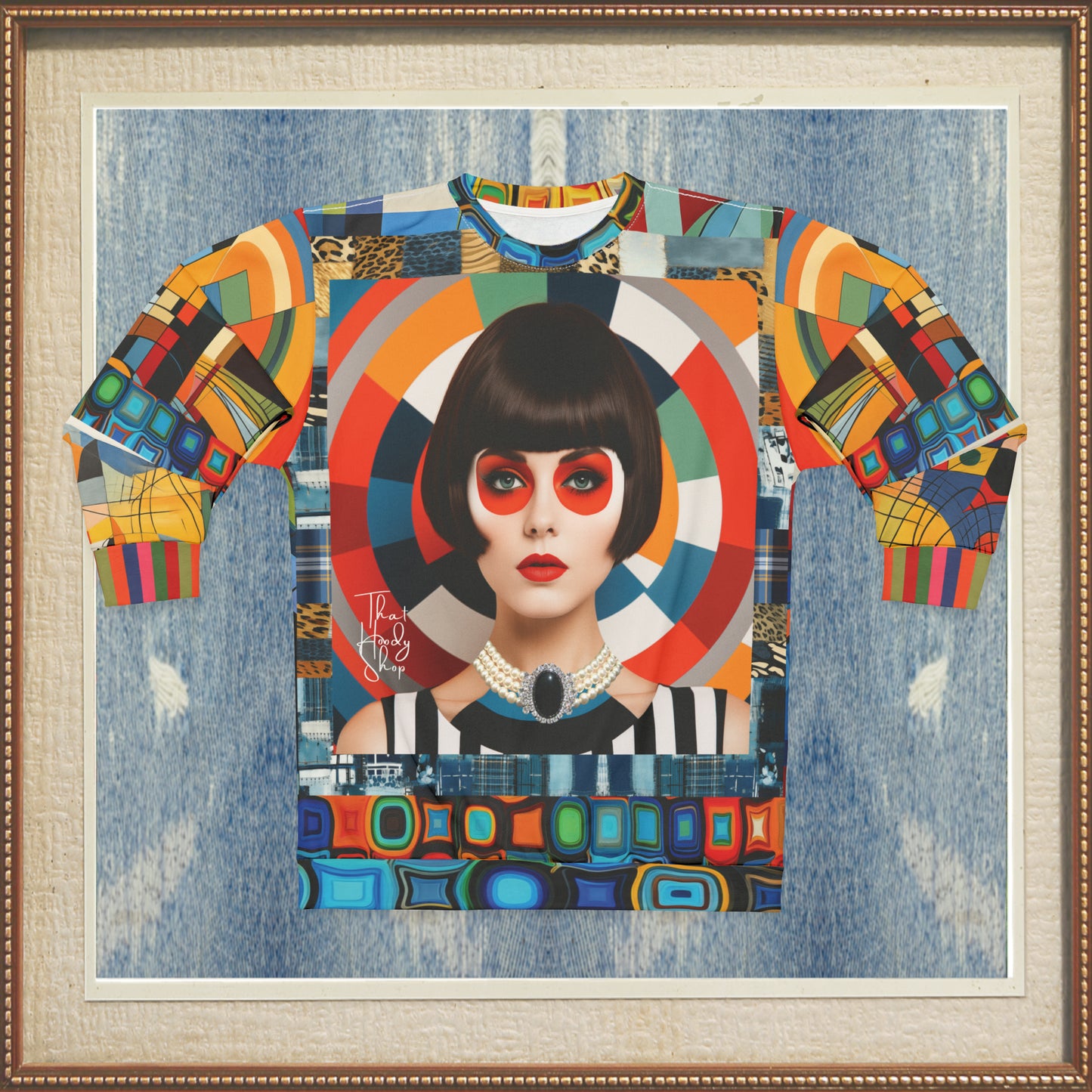 Bulls Eye Beatnik Girl Abstract Print Unisex Sweatshirt