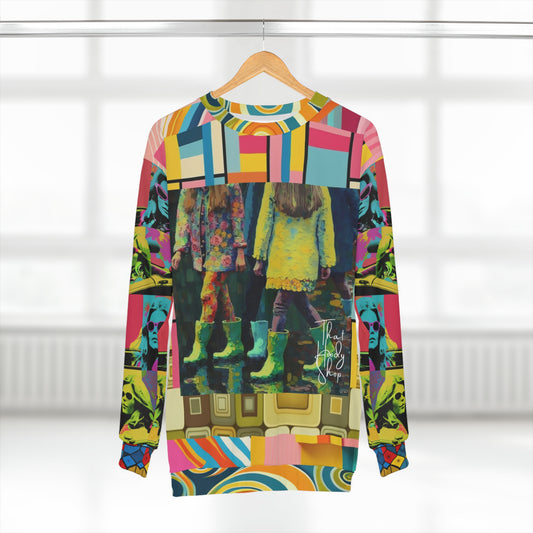 Spring Rain Retro Hippie Colorblock Unisex Sweatshirt