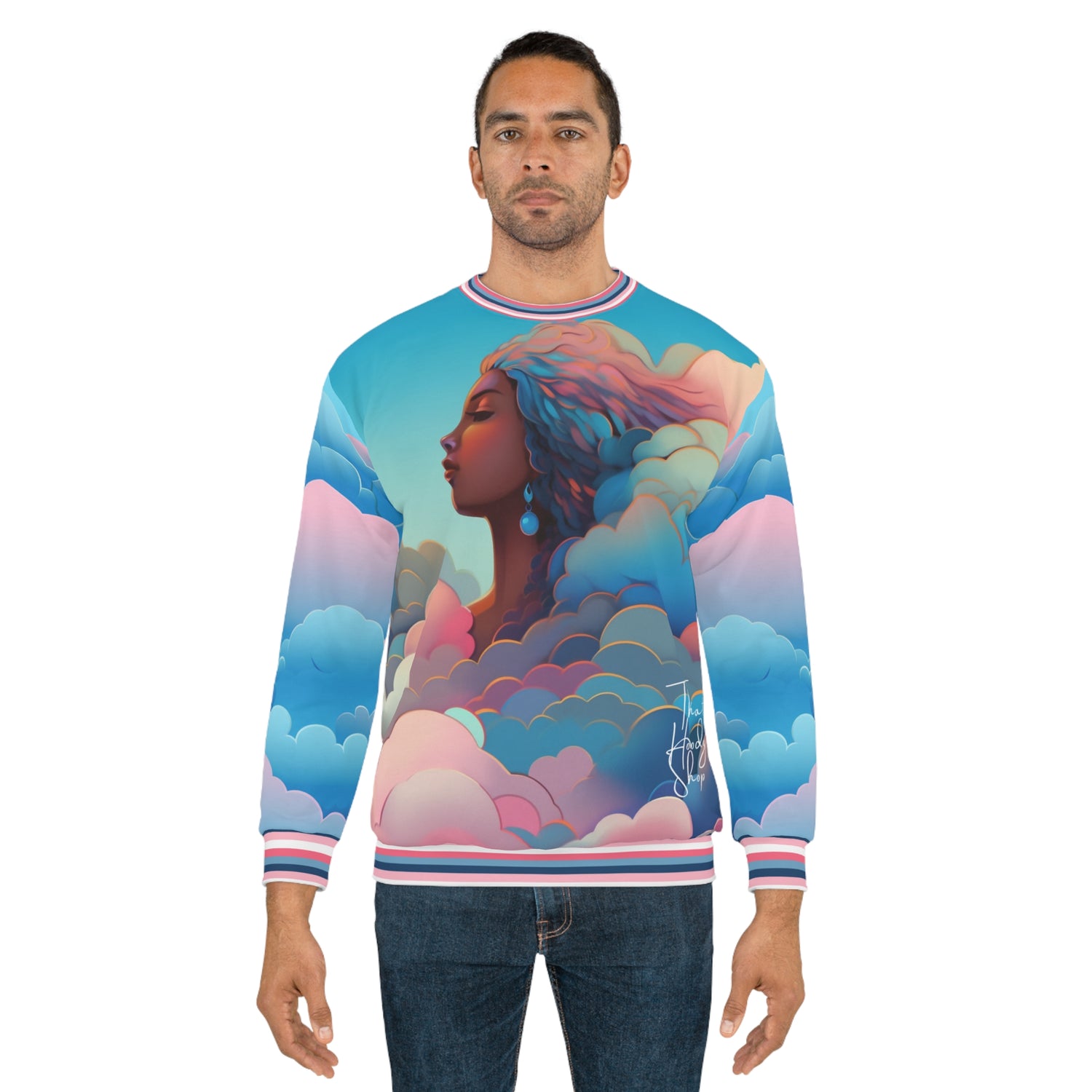 Sudadera unisex Celestial Girl in Pink Hue Clouds