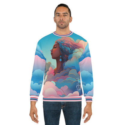 Celestial Girl in Pink Hue Clouds Unisex Sweatshirt