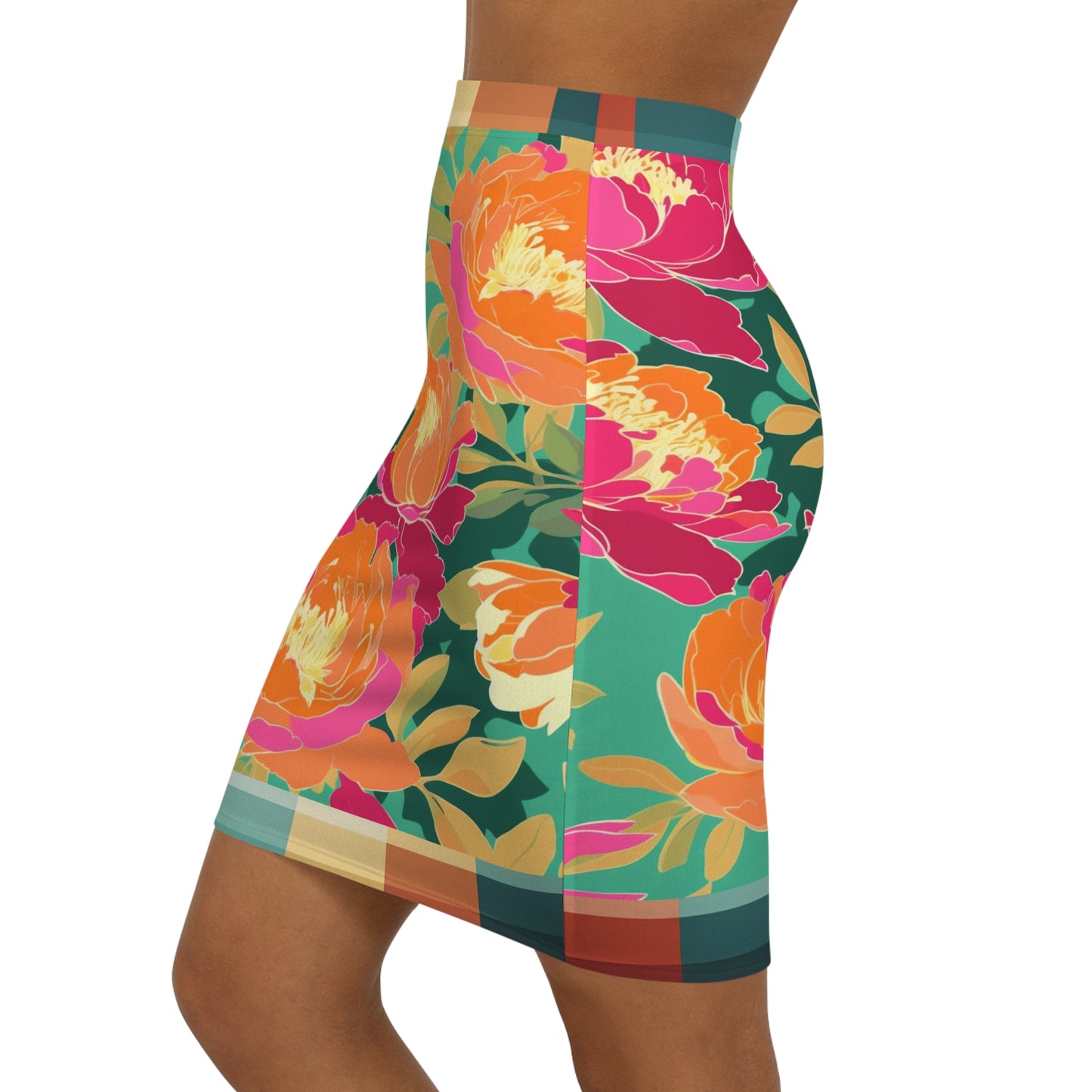 Falda de tubo ajustada a cuadros florales Solace de Afro Queen