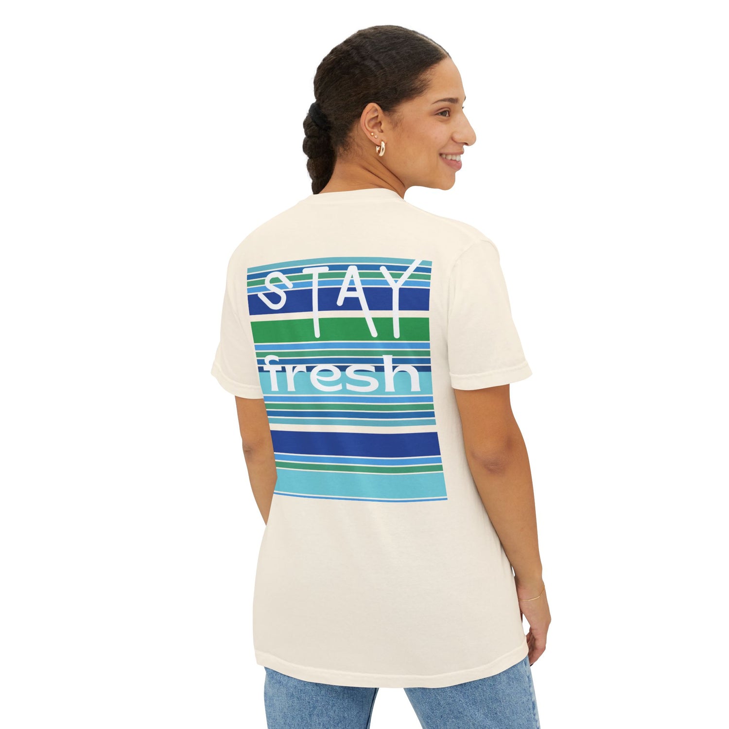 Stay Fresh Laguna Stripe Heavyweight Unisex Pocket T-Shirt