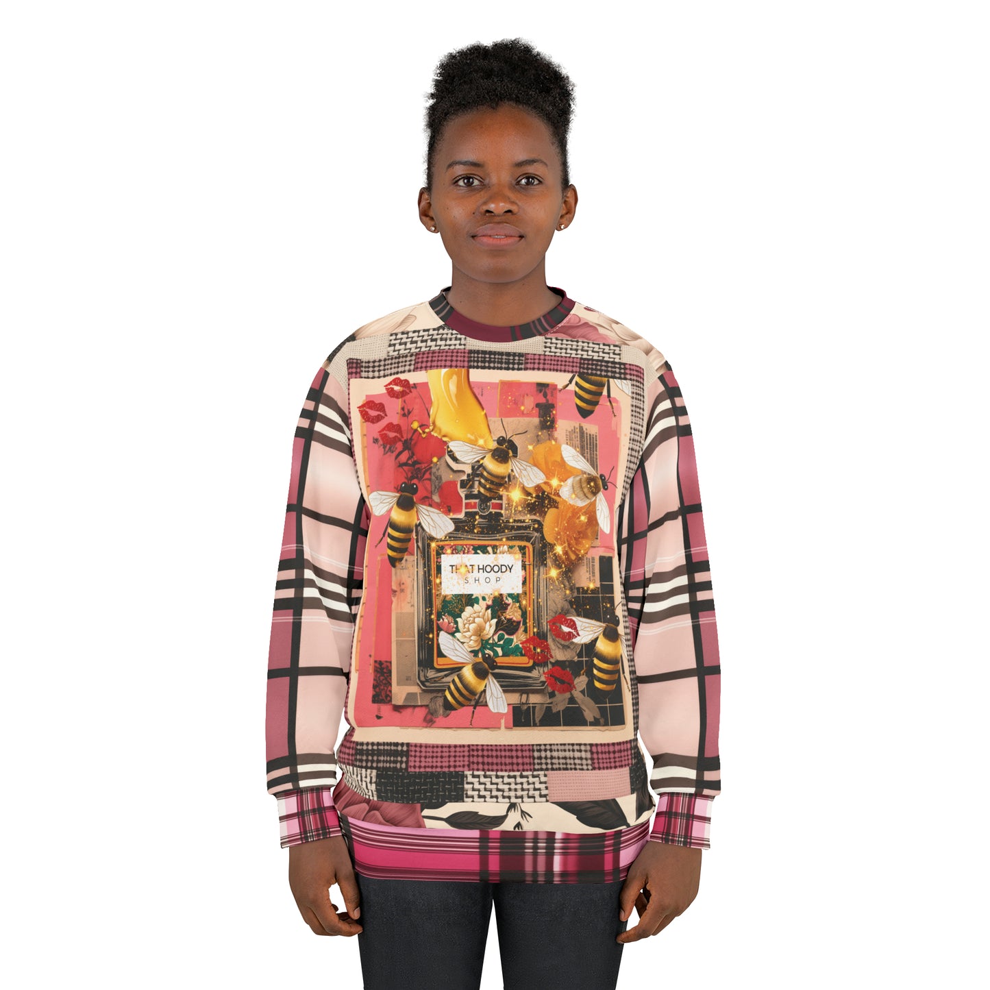 Poison Bee Juice Plaid Floral Tweed Unisex Sweatshirt