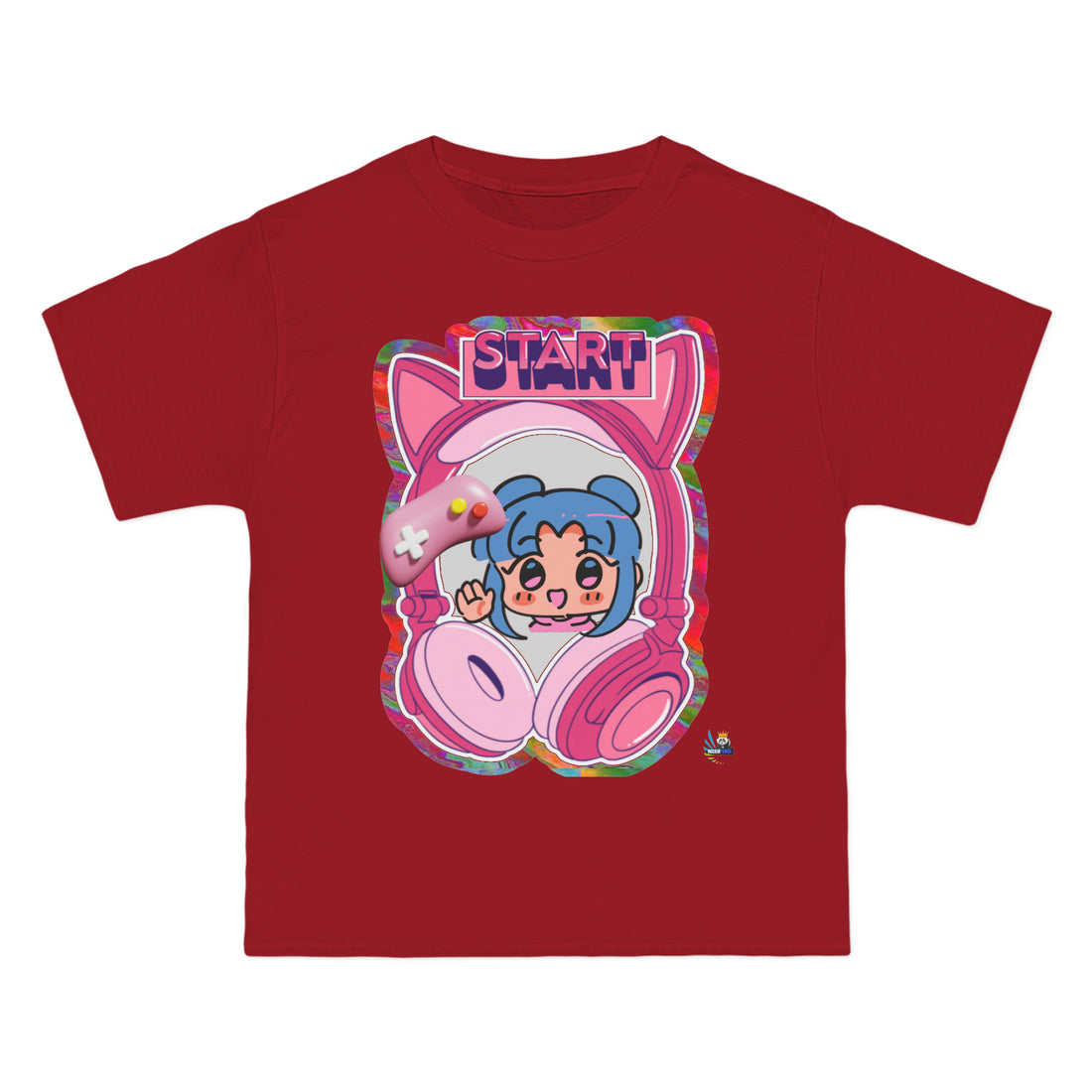 Camiseta de juego unisex de peso pesado rosa Harajuku Gamer