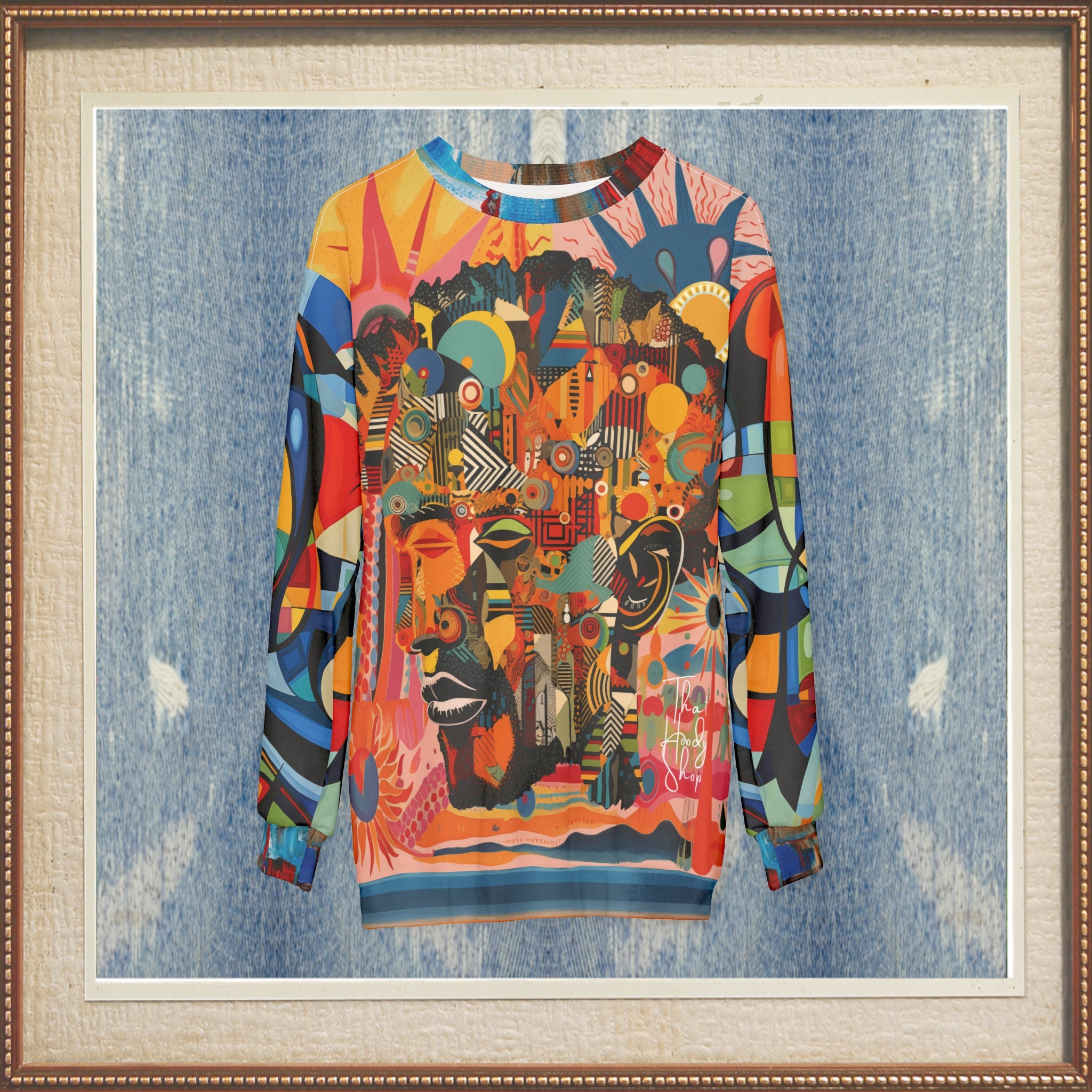 Man of Two Faces Patchwork Print Unisex Sweatshirt (Gold Label)