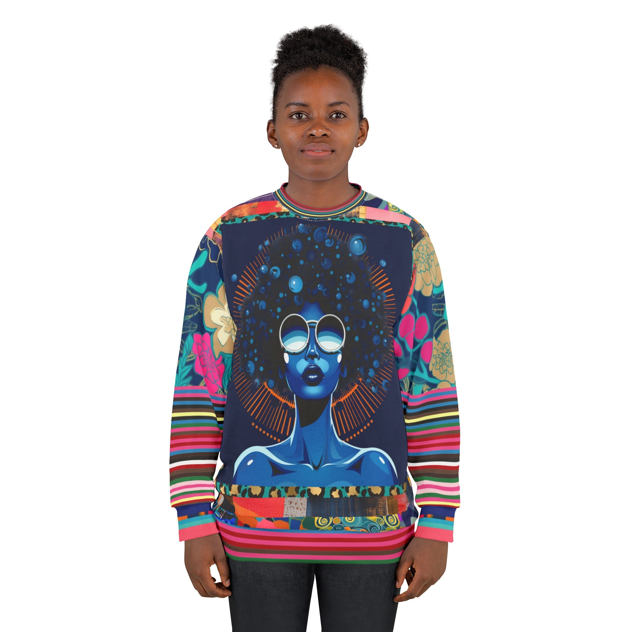 Blue Black Diva Queen Unisex Sweatshirt (Gold Label)