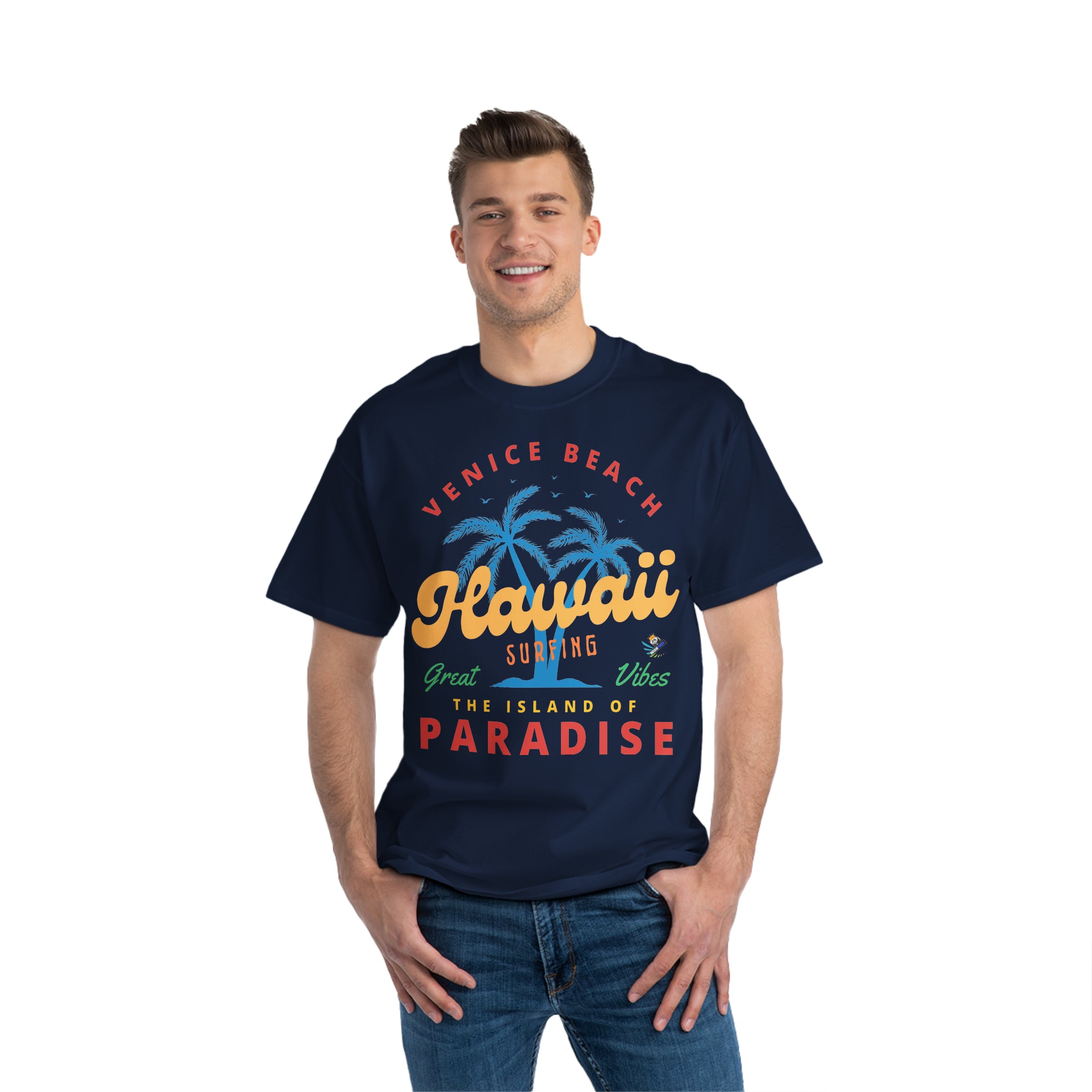 Waikiki Hawaii Surfing Unisex Heavyweight Tee