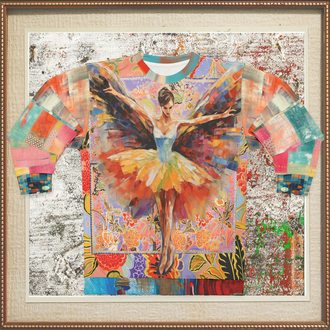 Prima Ballerina in Prism Patchwork Mid-Weight Polyester Unisex Sweatshirt (Gold Label)