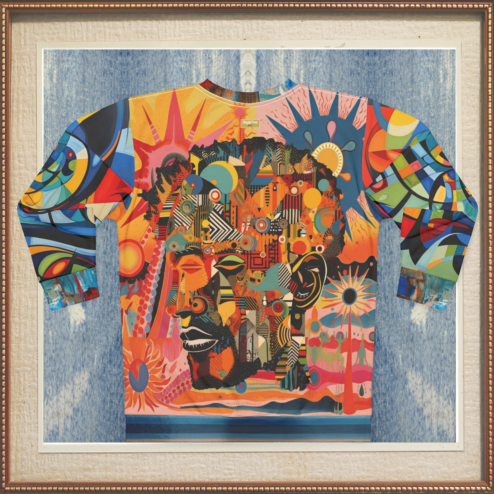 Man of Two Faces Patchwork Print Unisex Sweatshirt (Gold Label)