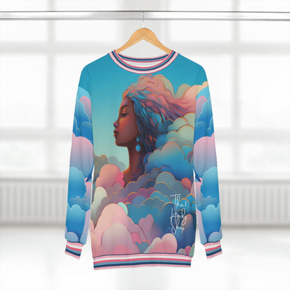 Celestial Girl in Pink Hue Clouds Unisex Sweatshirt