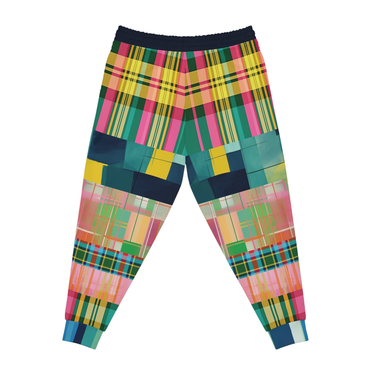 Sista Solja Pink Plaid Colorblock Eco-Poly Unisex Joggers