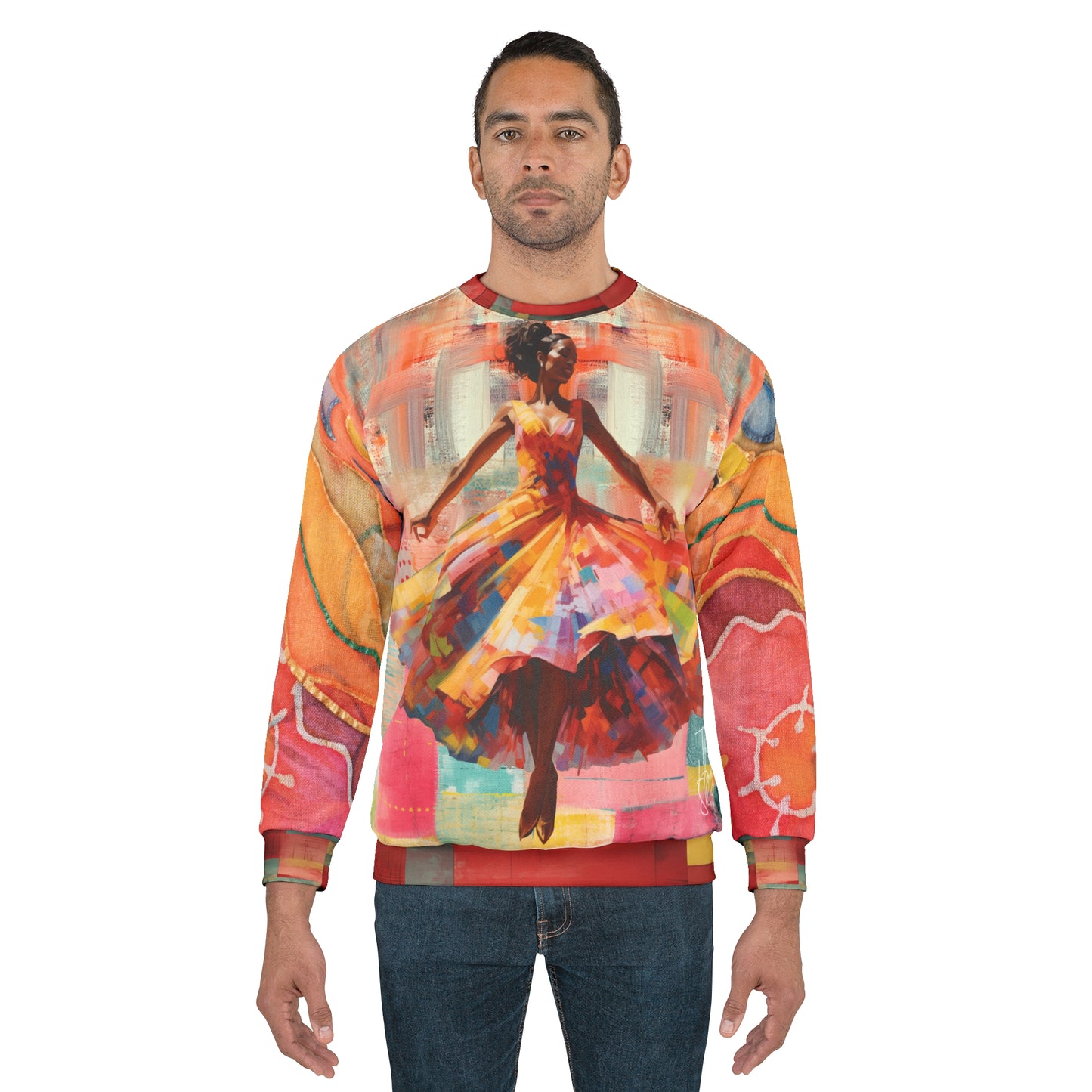 Dancing Through Harlem Pastel Colorblock Print Unisex Sweatshirt