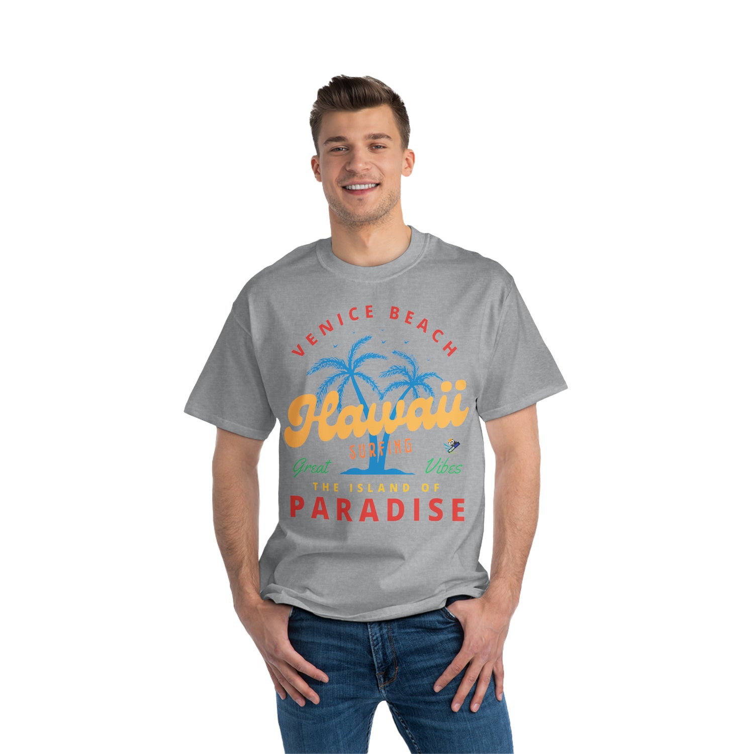 Waikiki Hawaii Surfing Unisex Heavyweight Tee