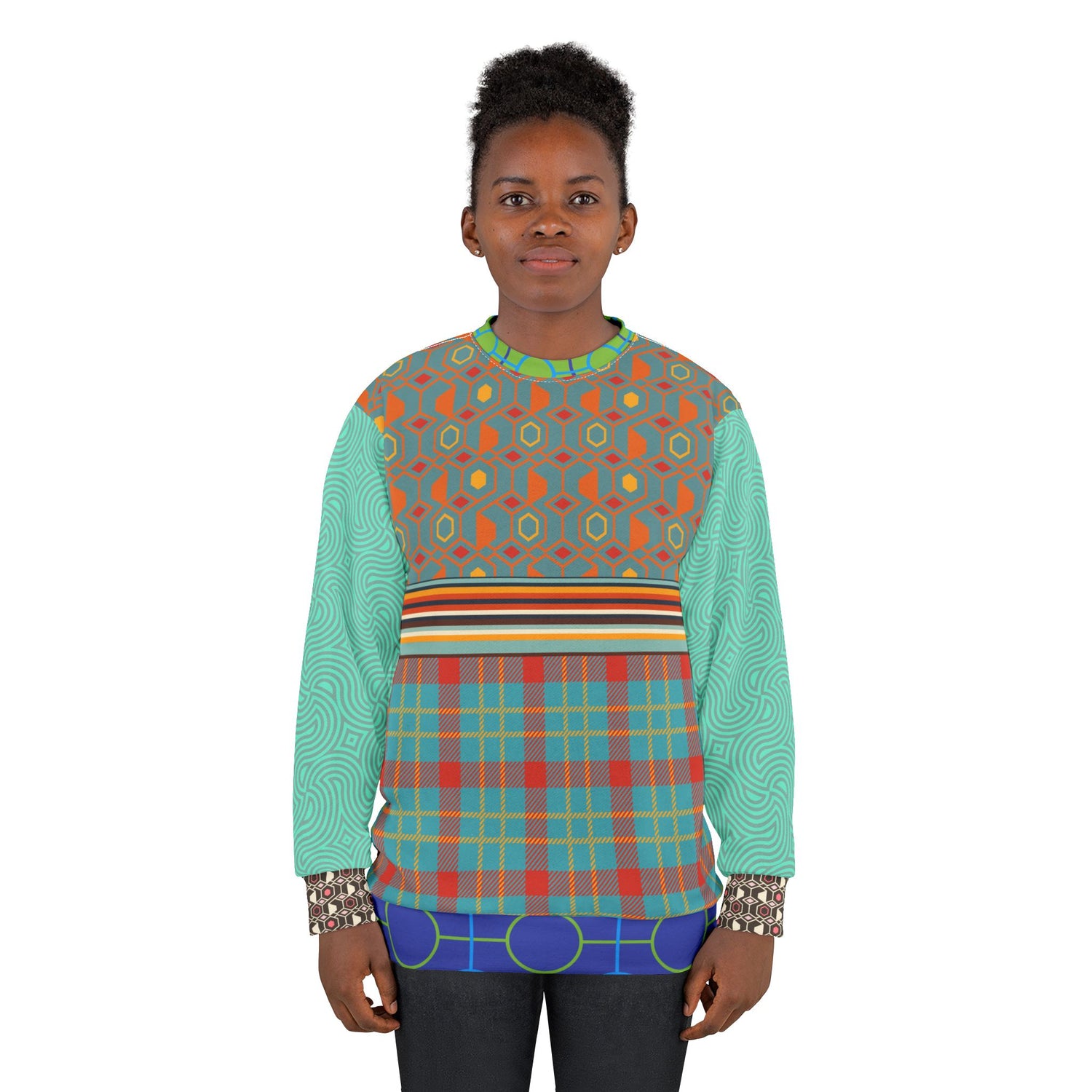 70s Retro Mixed Up Plaid Unisex Sweatshirt (Gold Label)