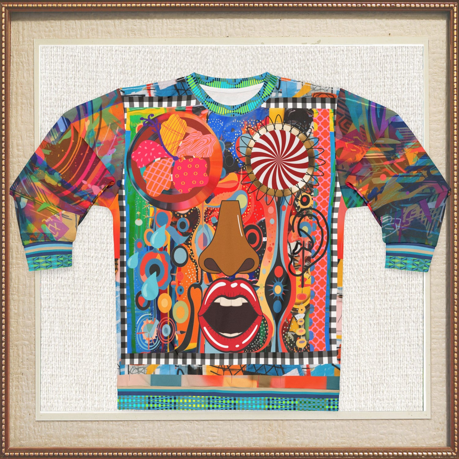 Psychedelic Face in My Dreams Abstract Art Print Sweatshirt (Gold Label)