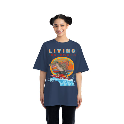 Living the Dream Dinosaur Surfer Unisex Heavyweight Tee