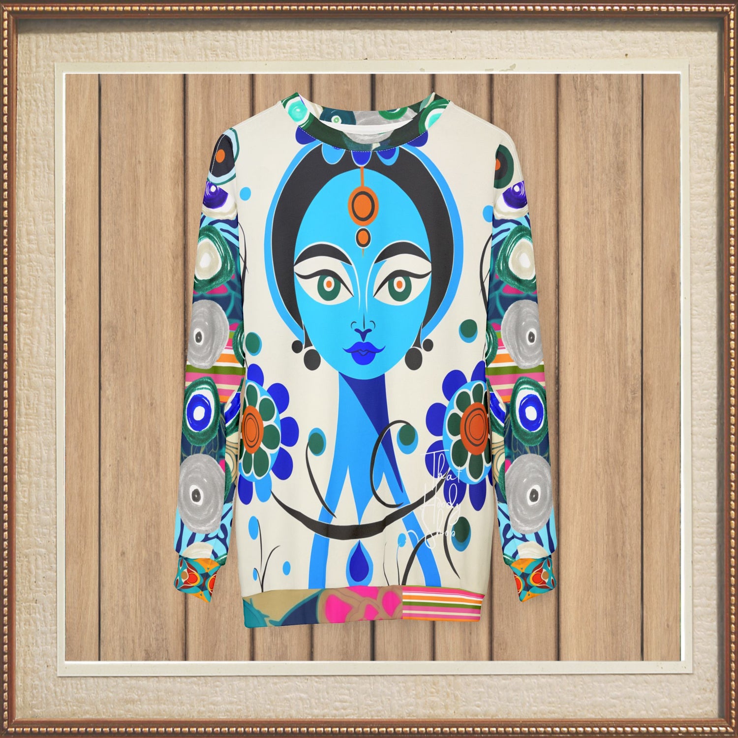 Blue Devi Goddess Floral Unisex Sweatshirt (Gold Label)