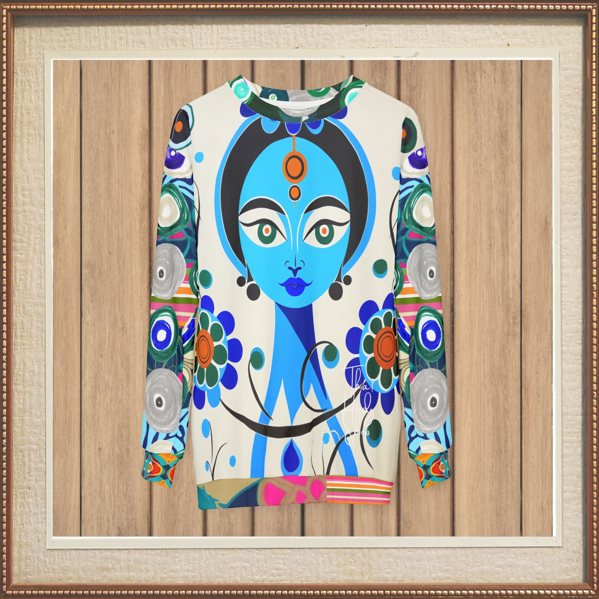 Blue Devi Goddess Floral Unisex Sweatshirt (Gold Label)