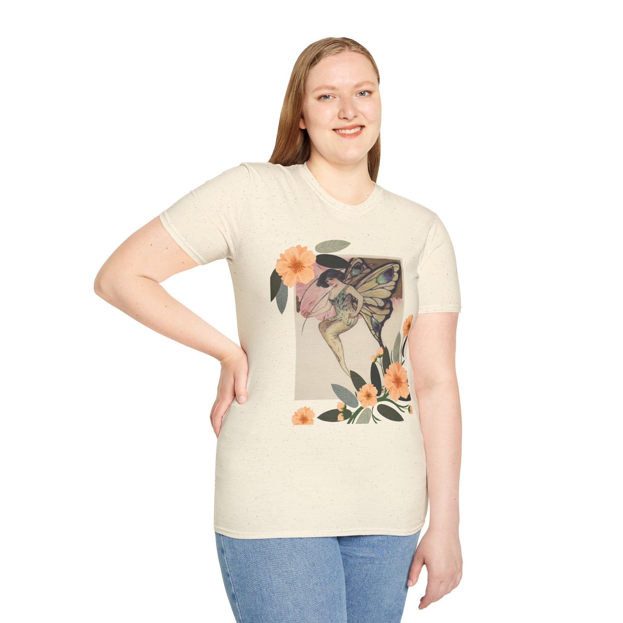 Elusoriness Floral Butterfly Unisex Softstyle T-Shirt