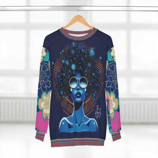 Blue Black Diva Queen in Midnight Unisex Sweatshirt
