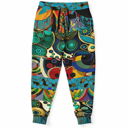 Joggers unisex de poliéster ecológico con patchwork Afro Girl de Little Miss Sassy 