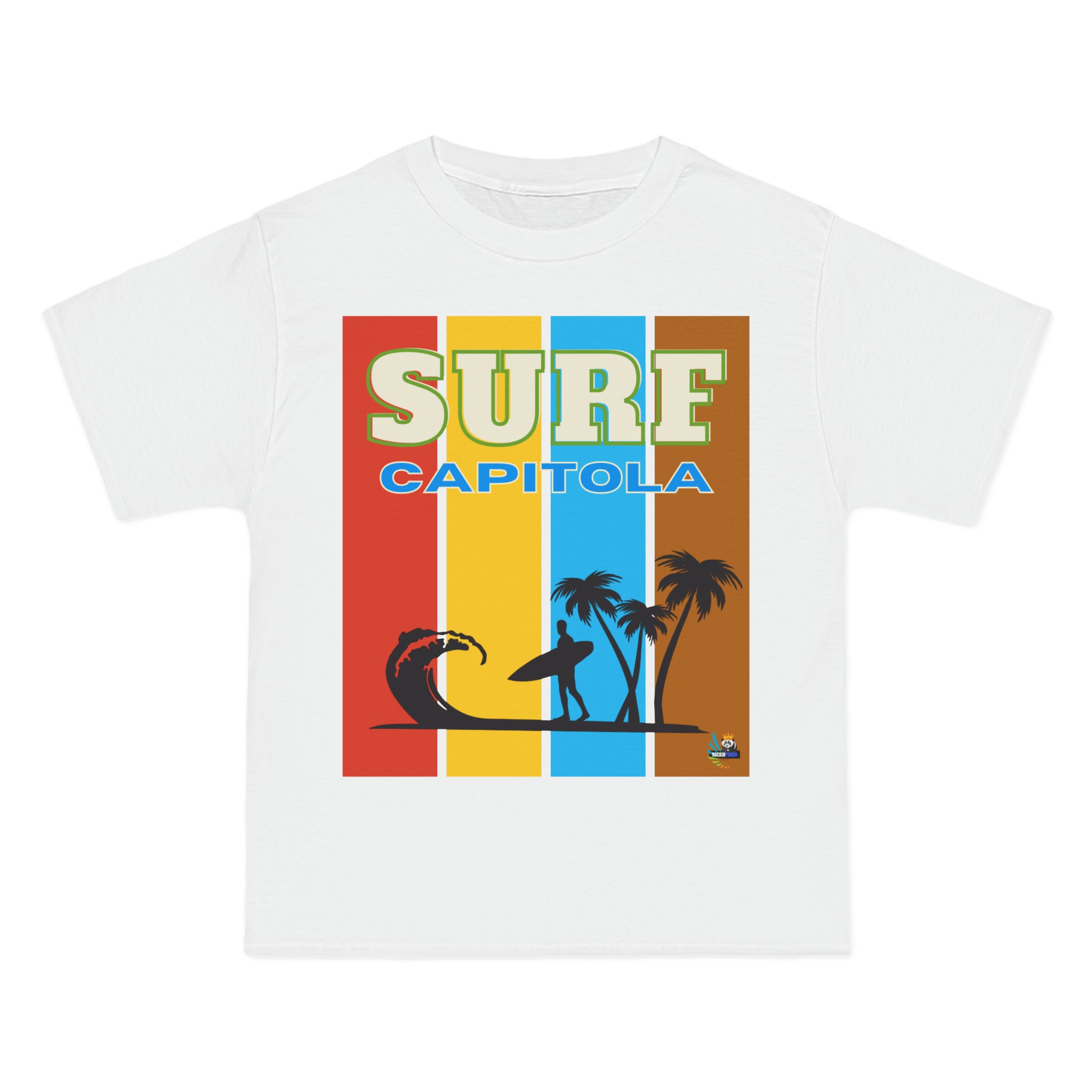 Surf Capitola Rainbow Stripe Unisex Heavyweight Tee