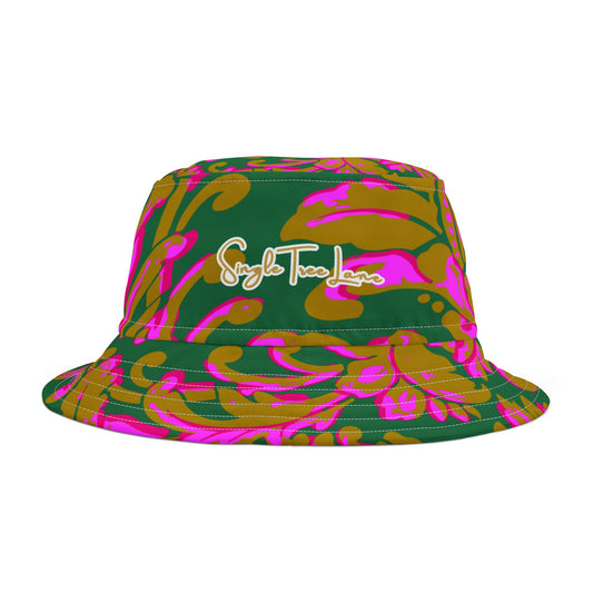 Fleur de Lis in Pink and Green Vibrant Bucket Hat