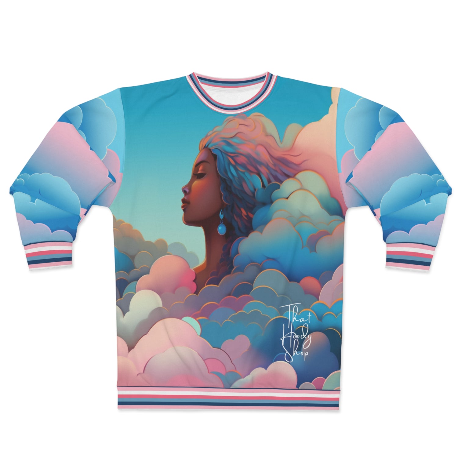 Celestial Girl in Pink Hue Clouds Unisex Sweatshirt