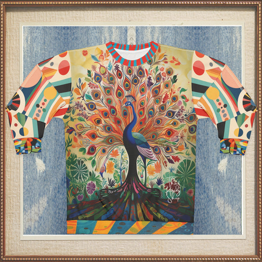 Rainbow Peacock in Jubilee Mid-Weight Polyester Unisex Sweatshirt (Gold Label)