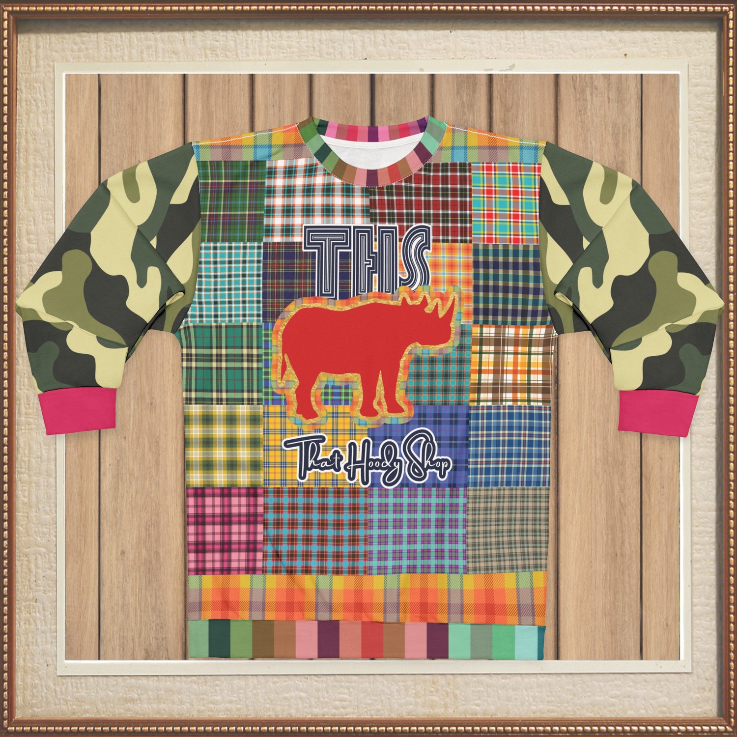 The Preppy Woodsman Plaid Patchwork Rhino Unisex Sweatshirt (Gold Label)