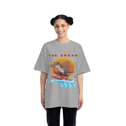 Camiseta pesada Living the Dream Dinosaur Surfer