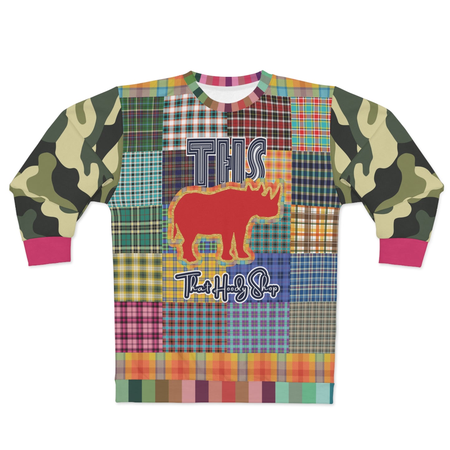 The Preppy Woodsman Plaid Patchwork Rhino Unisex Sweatshirt