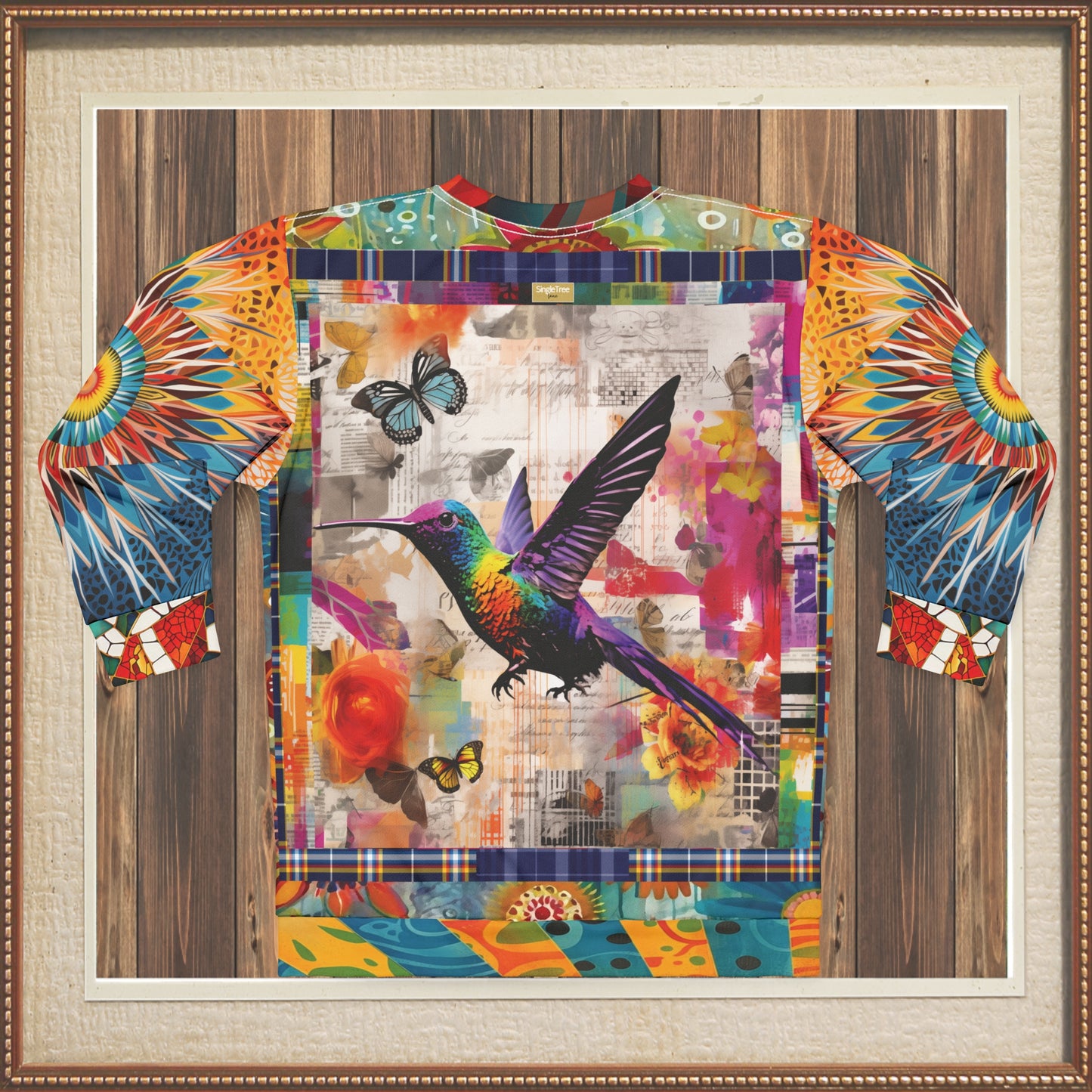 Hummingbird in Flight Rainbow Collage Unisex Sweatshirt