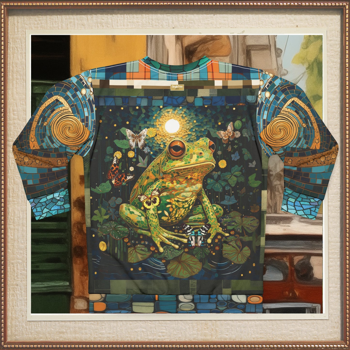 Super Jolly Green Leap Frog Mosaic Print Unisex Sweatshirt