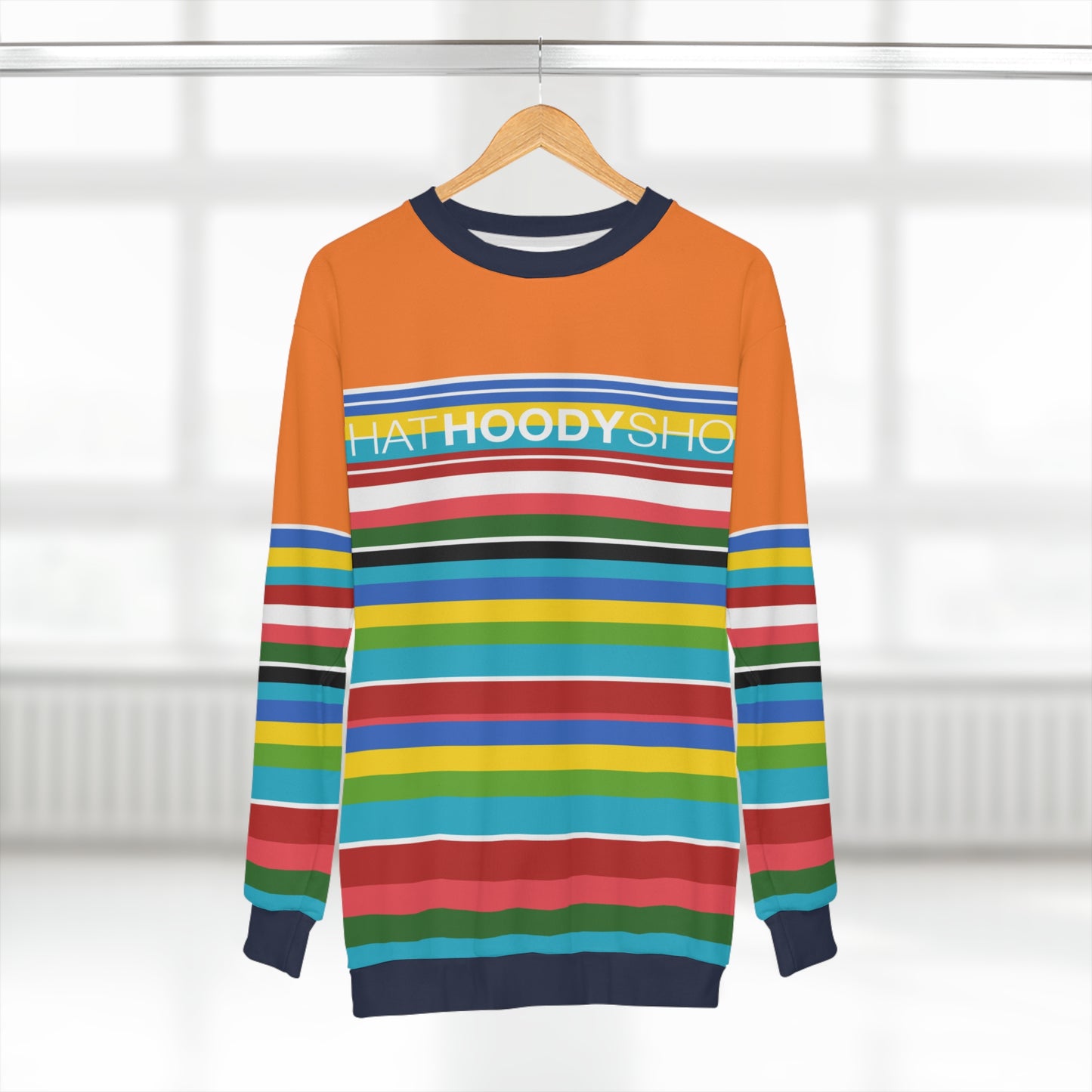Orange Seaside Rainbow Rugby Stripe Unisex Sweatshirt