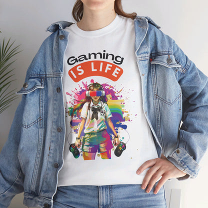 Gaming is Life - Girl Gamer Unisex Heavy Cotton Tee