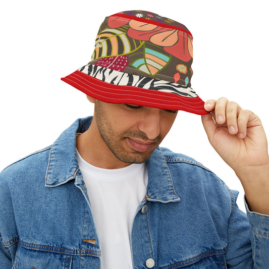 Partridge in a Pear Tree Hippie Floral Vibrant Bucket Hat