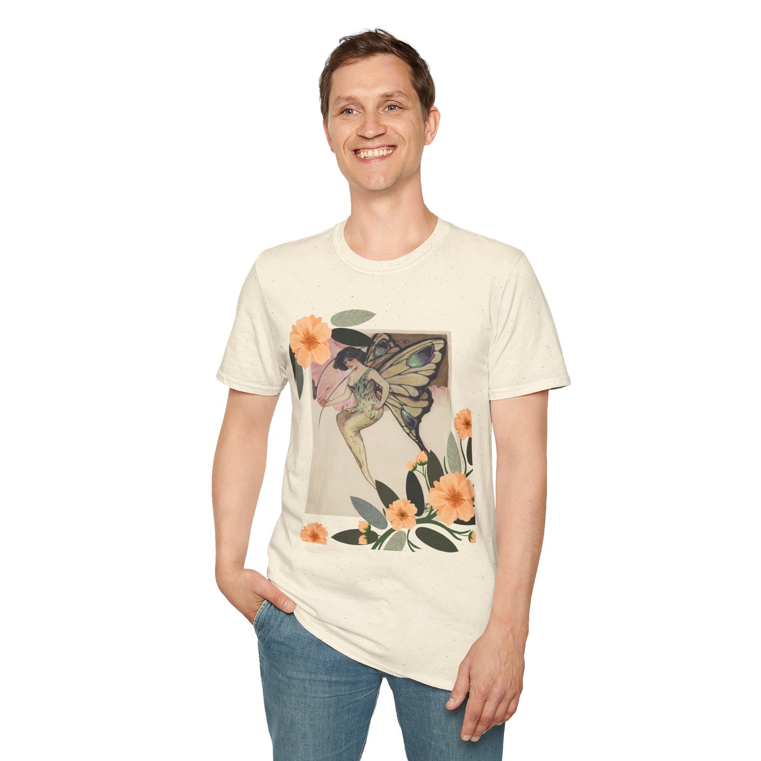 Elusoriness Floral Butterfly Unisex Softstyle T-Shirt