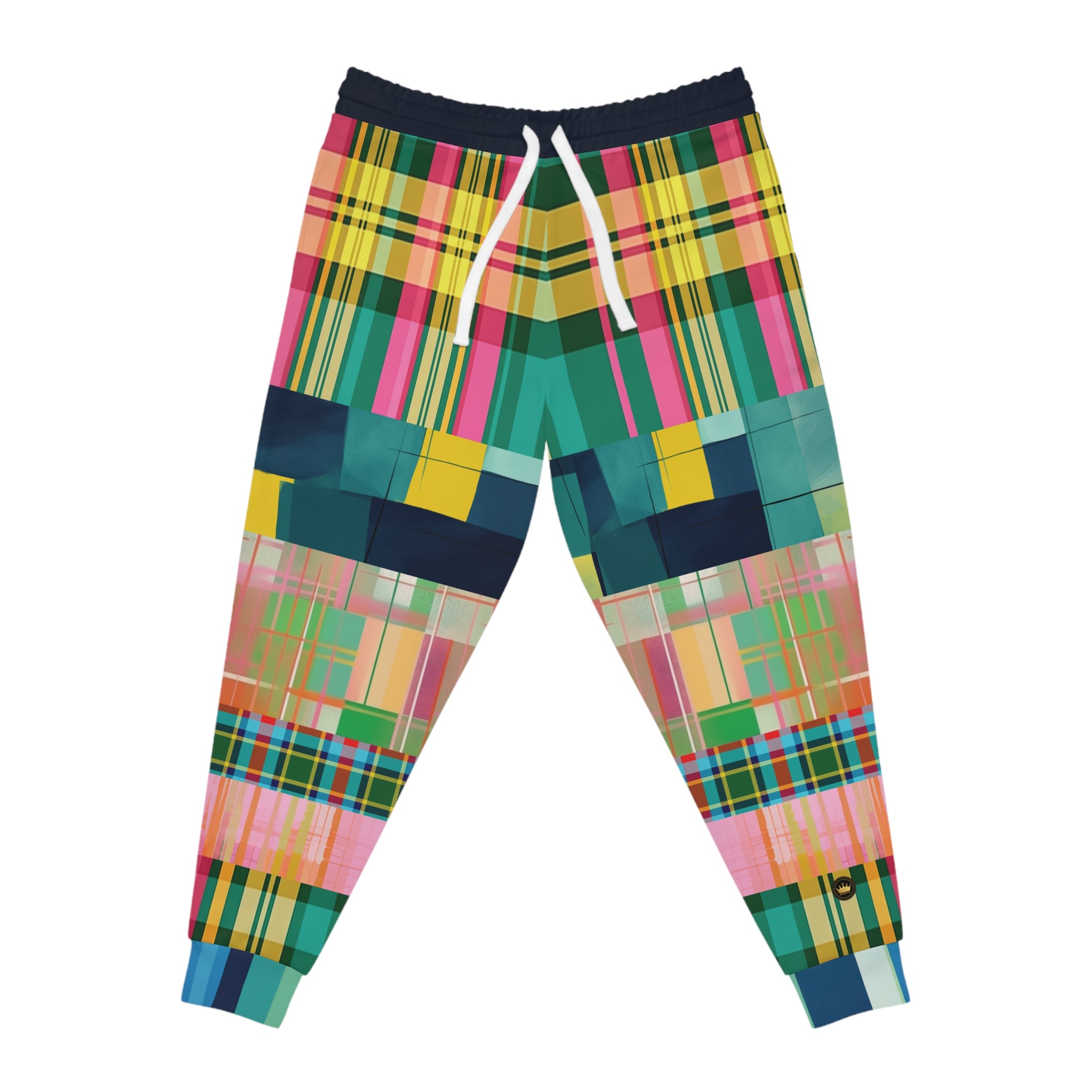 Sista Solja Pink Plaid Colorblock Eco-Poly Unisex Joggers