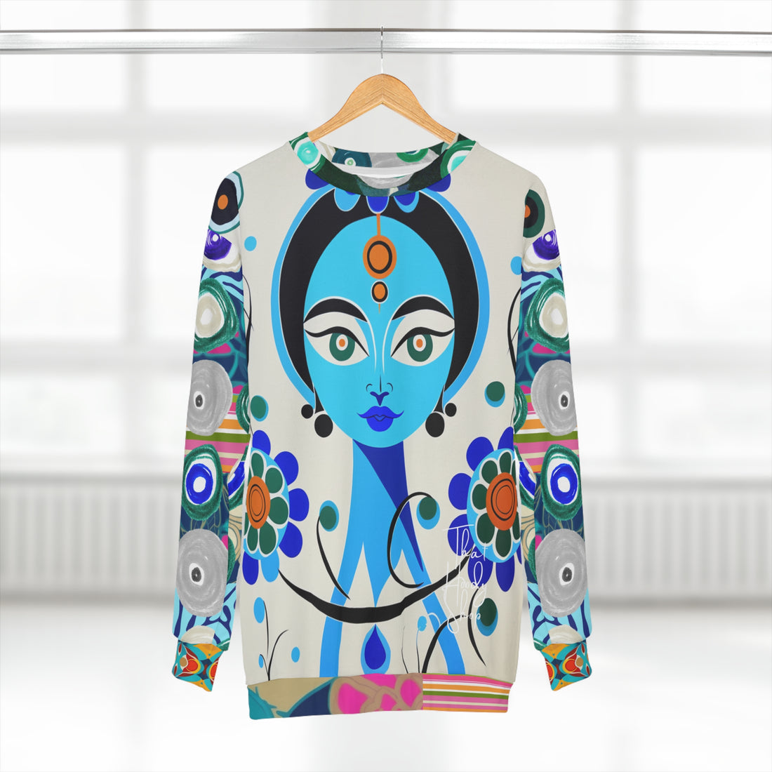 Sudadera unisex floral Devi azul