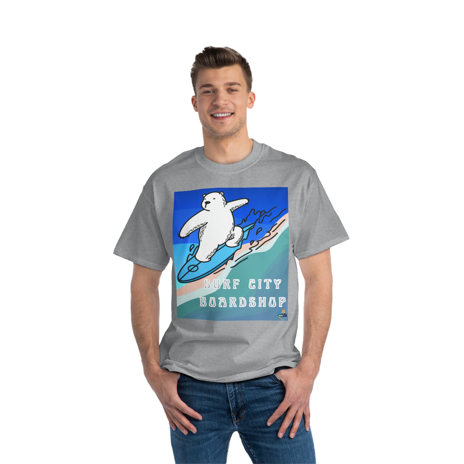 Surf City Boardshop - Camiseta pesada con mascota del oso polar