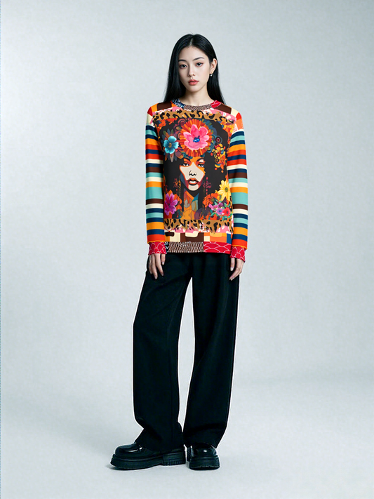 1970s Natural Woman Rugby Stripe Unisex Sweatshirt (Gold Label)