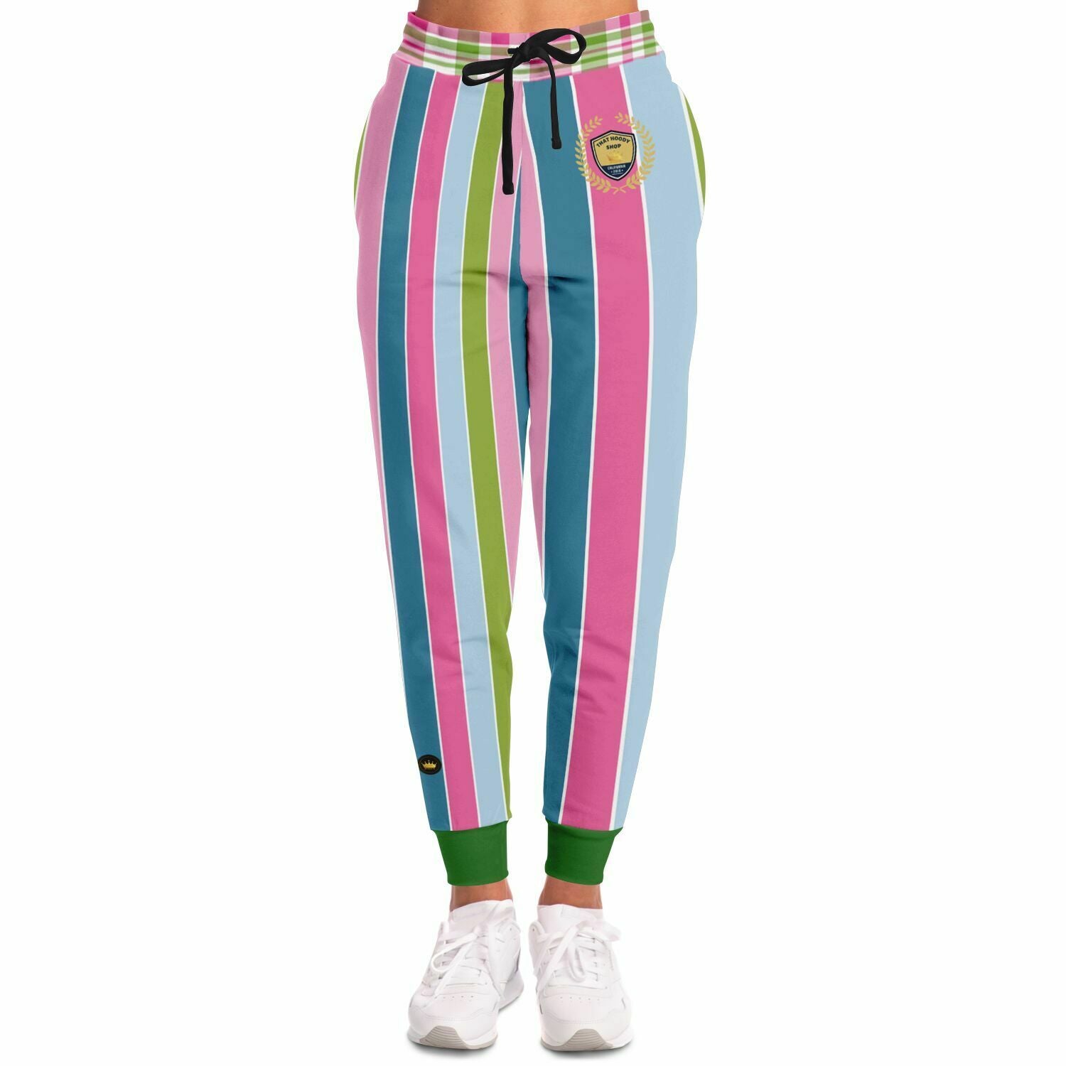 Joggers unisex de poliéster ecológico con rayas de rugby en colores pastel de Pascua 