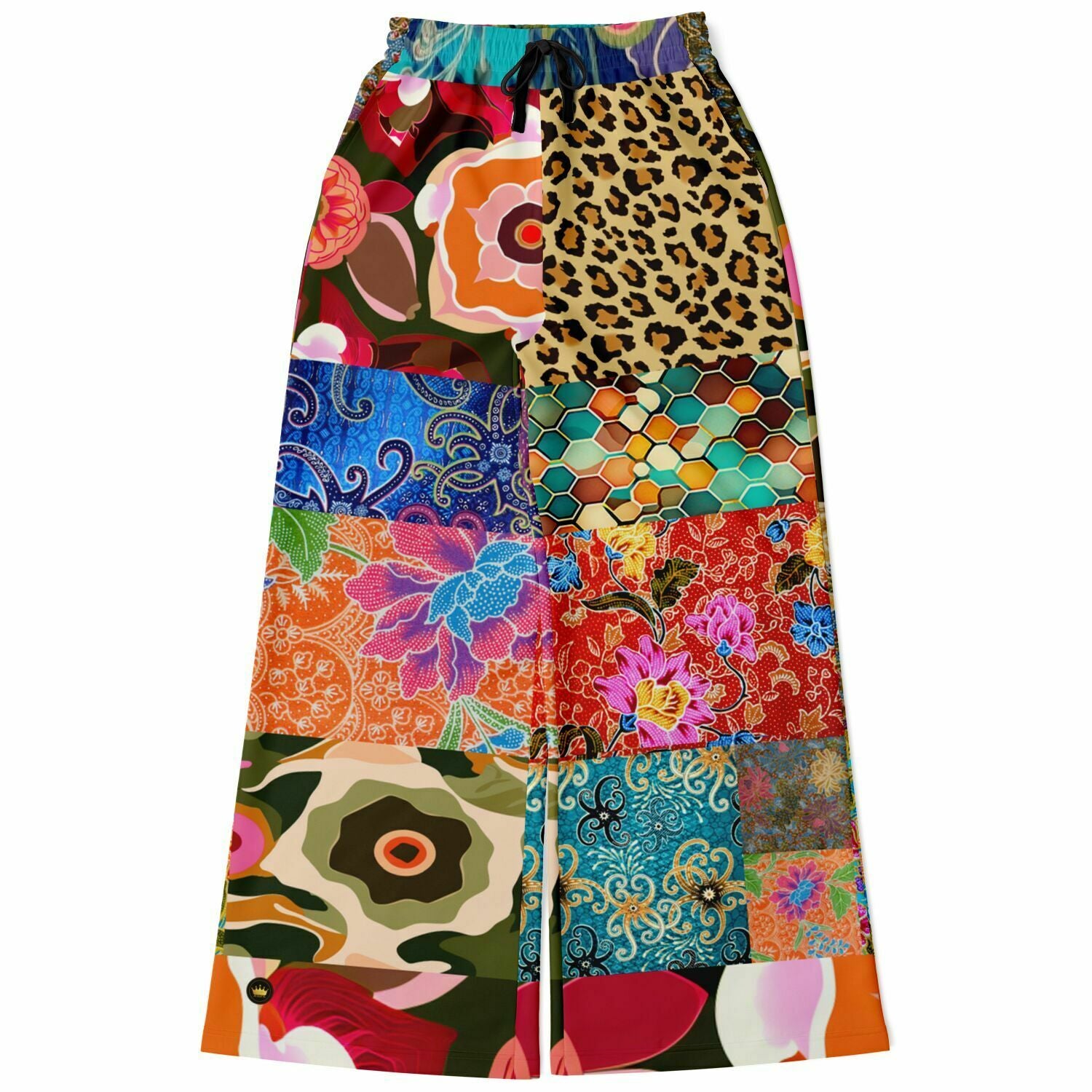 Sweet Clementine Batik Patchwork Eco-Poly Wide Leg Pants