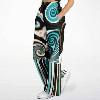 Turk and Caicos Ocean Swirl Eco-Poly Wide Leg Pants