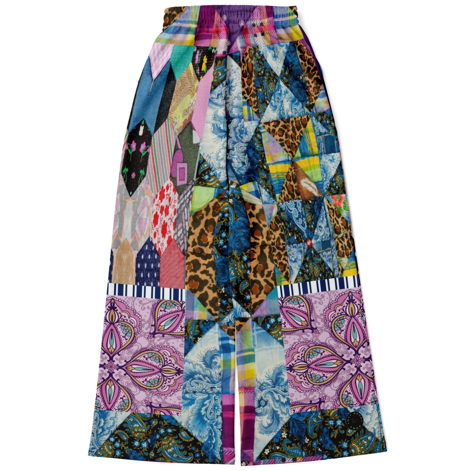 Gypsy Queen Juxtapose Purple Patchwork Quilt Eco-Poly Wide Leg Pants