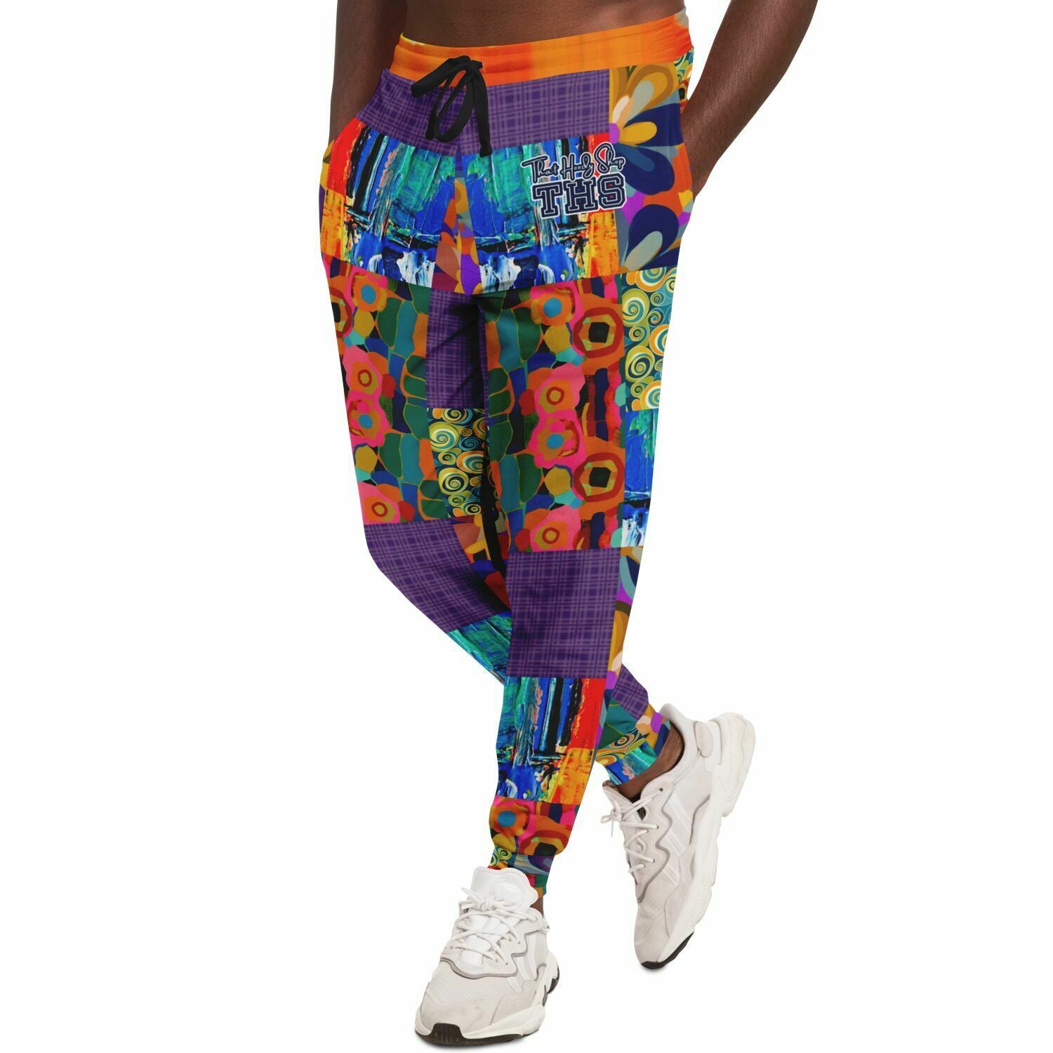 Joggers unisex de poliéster ecológico con patchwork floral Trinidad de Blue Girl 