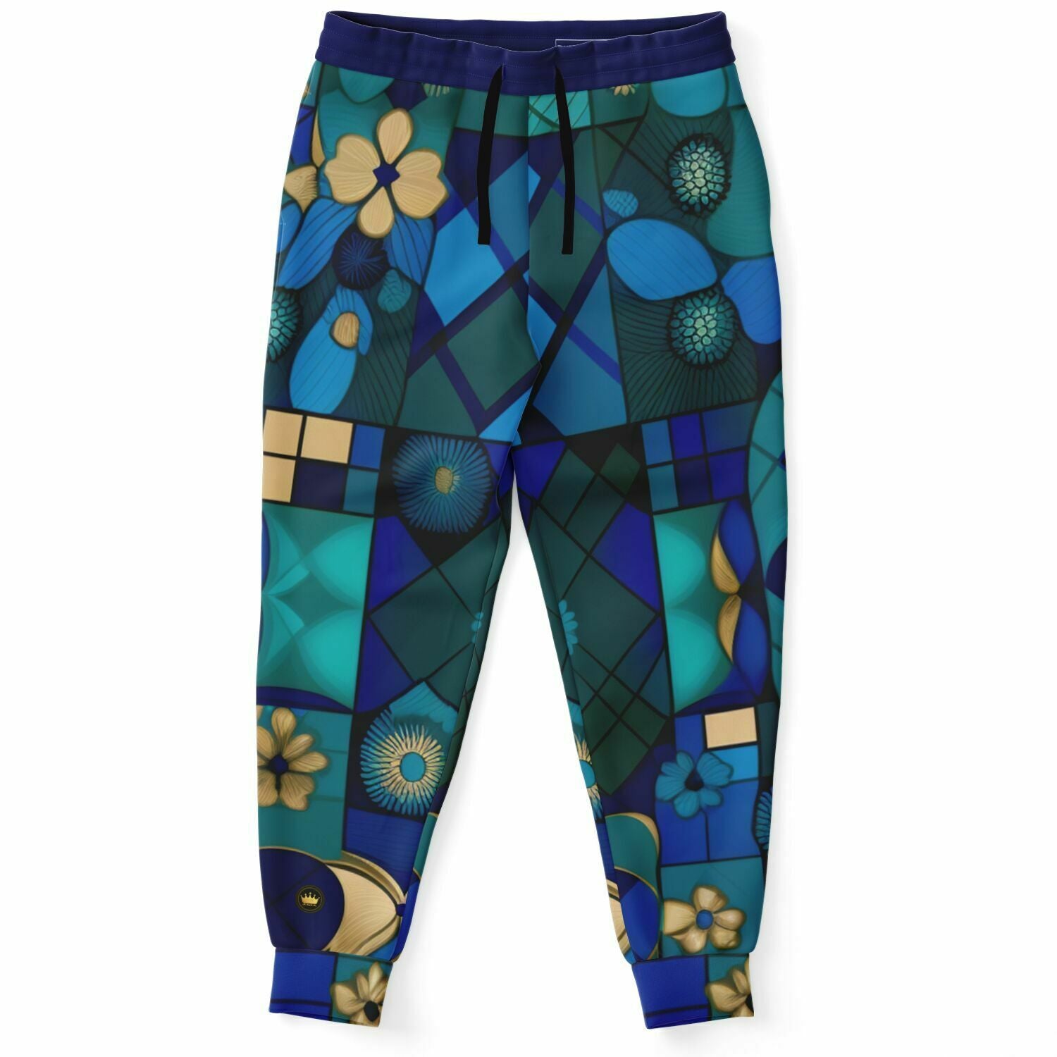 Joggers unisex de poliéster ecológico a cuadros Mystic azules 