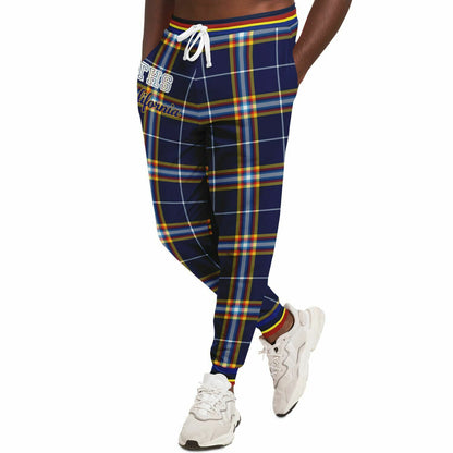 Joggers unisex THS California Eco-Poly a cuadros universitarios azules 