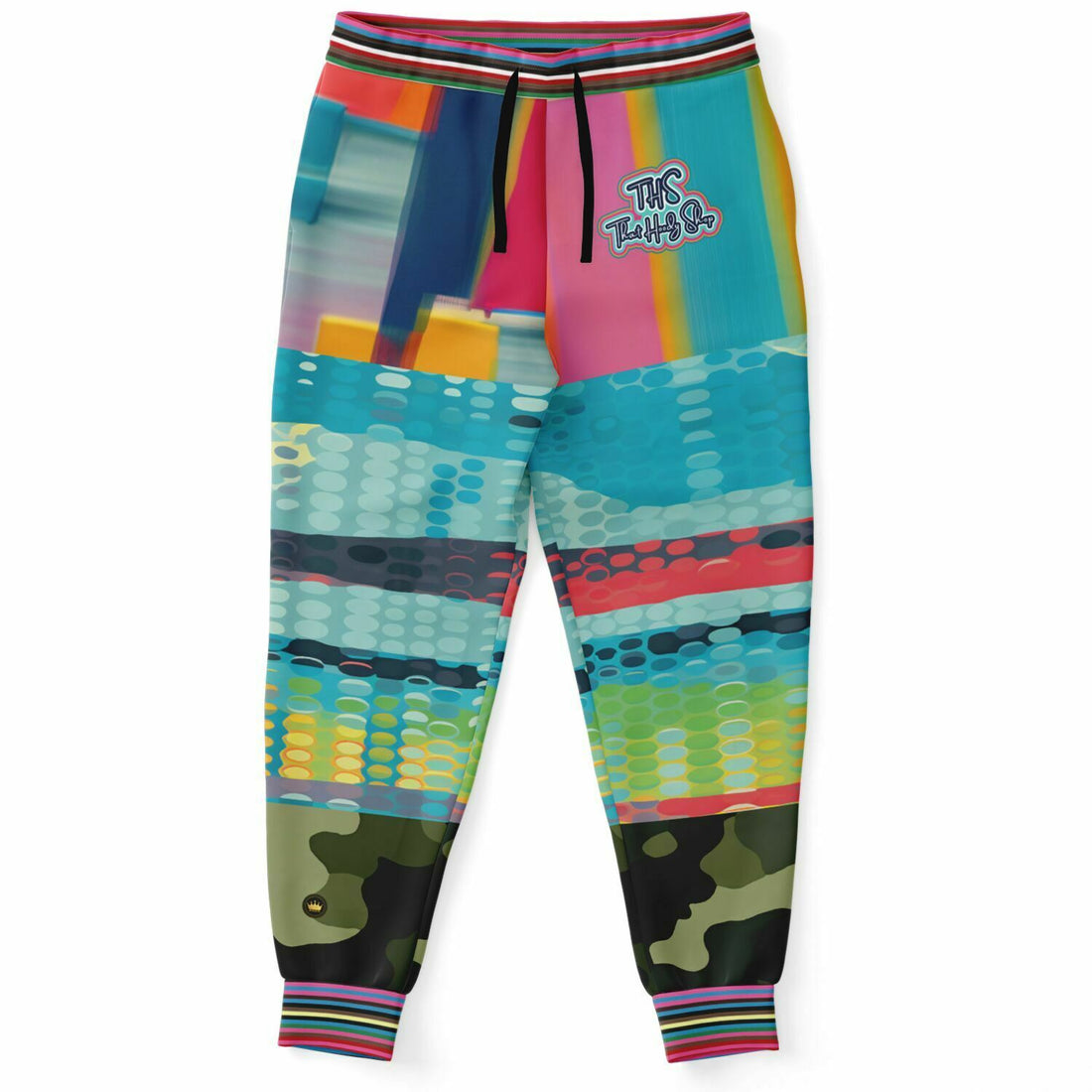 Joggers unisex de poliéster ecológico con patchwork de camuflaje pastel Jamaica Lies in Paradise 